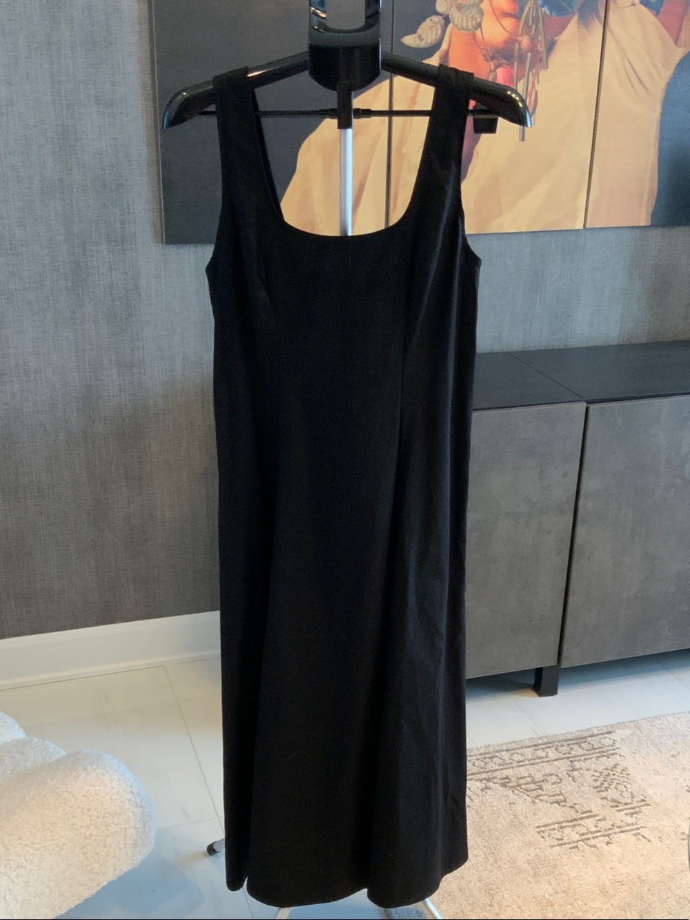 Mango Black Maxi Scoop Neck Linen Dress 8